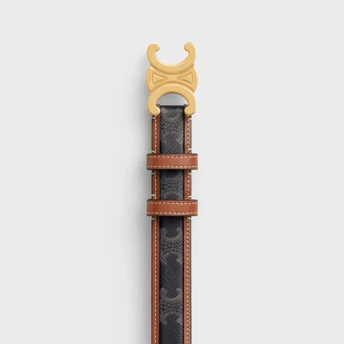 Medium 25Mm Triomphe Belt in Triomphe Canvas and Calfskin Medium 25Mm Triomphe Belt in Triomphe Canvas and Calfskin