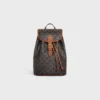 Medium Backpack Folco in Triomphe Canvas and Calfskin