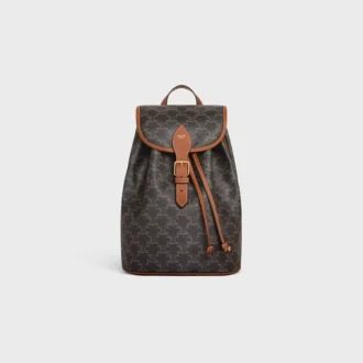 Medium Backpack Folco in Triomphe Canvas and Calfskin