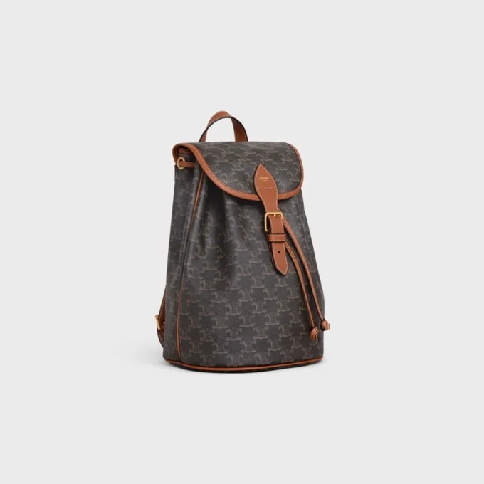 Medium Backpack Folco in Triomphe Canvas and Calfskin