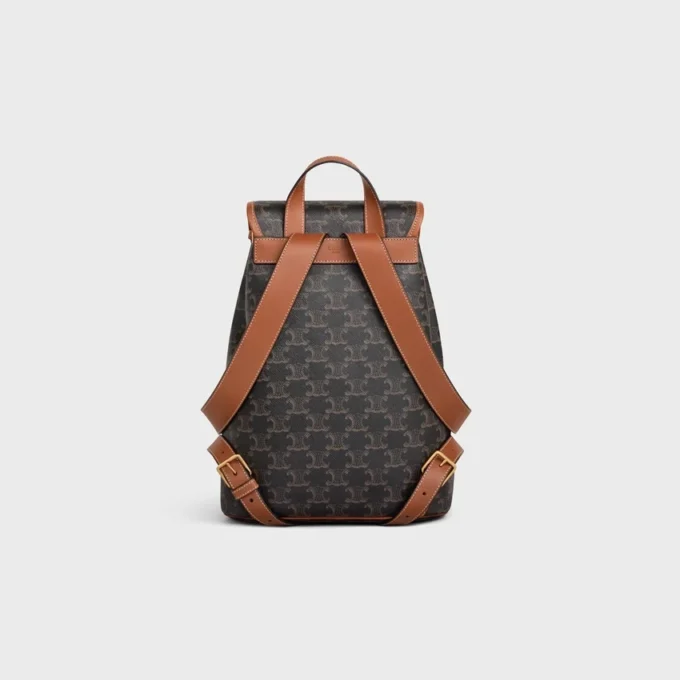 Medium Backpack Folco in Triomphe Canvas and Calfskin