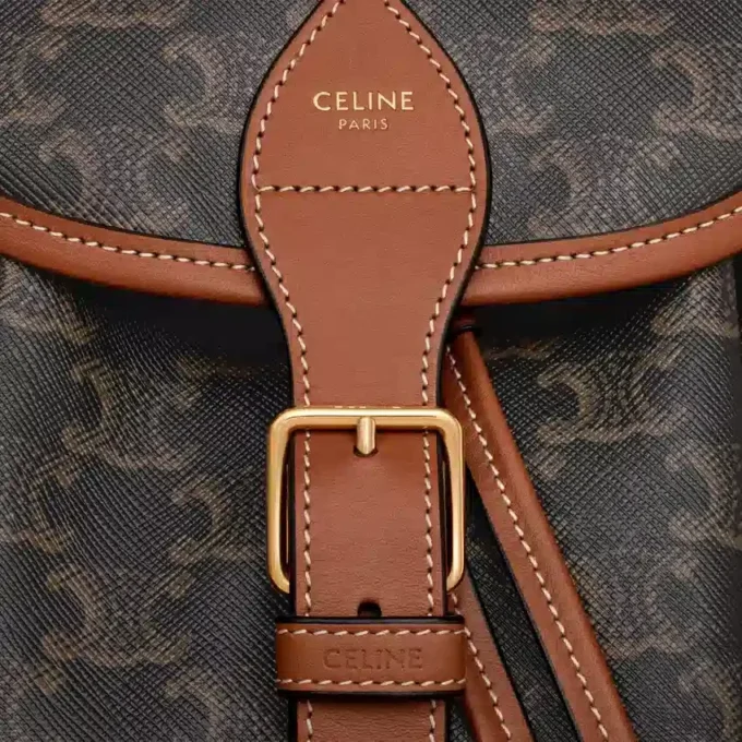 Medium Backpack Folco in Triomphe Canvas and Calfskin