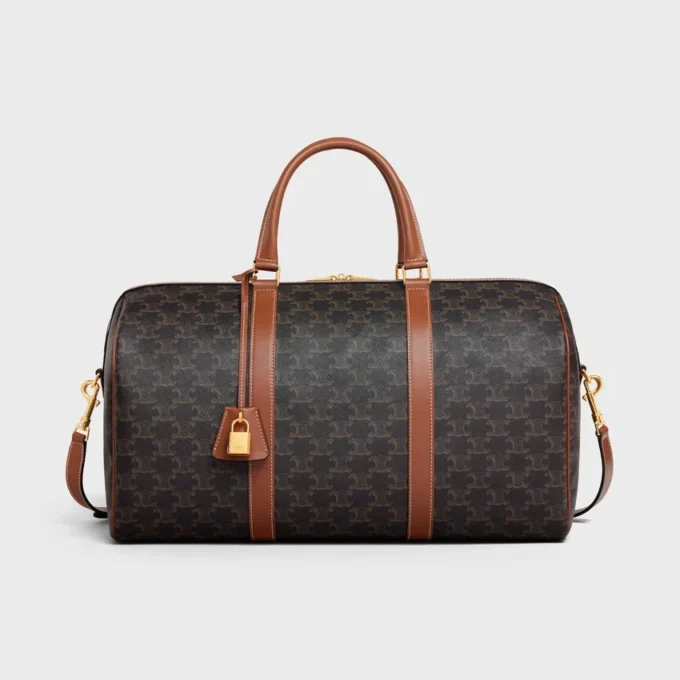 Medium Travel Bag in Triomphe Canvas and Calfskin Medium Travel Bag in Triomphe Canvas and Calfskin