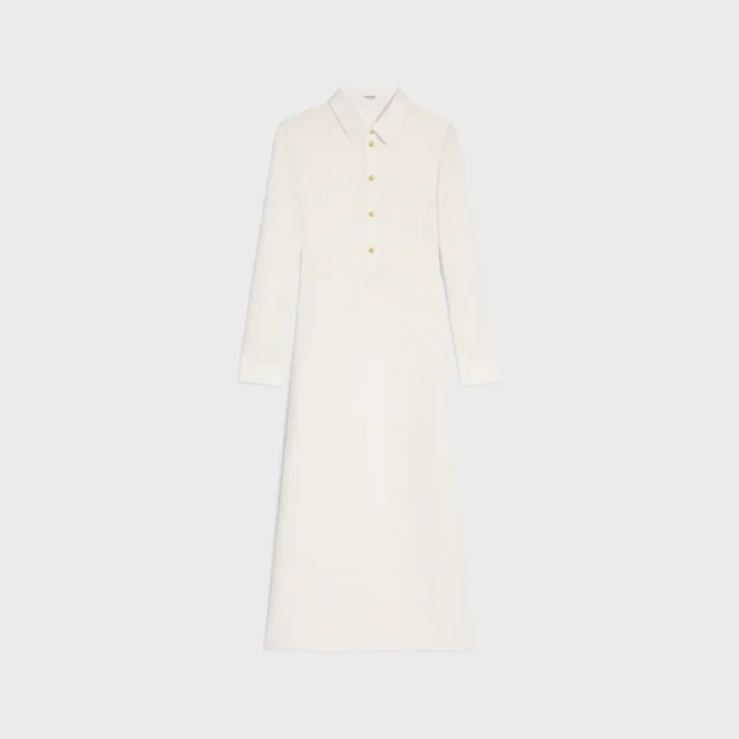 Midi Polo Dress in Crochet Cotton Midi Polo Dress in Crochet Cotton