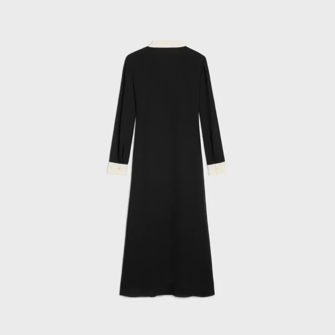 Midi Polo Dress in Viscose Georgette Midi Polo Dress in Viscose Georgette