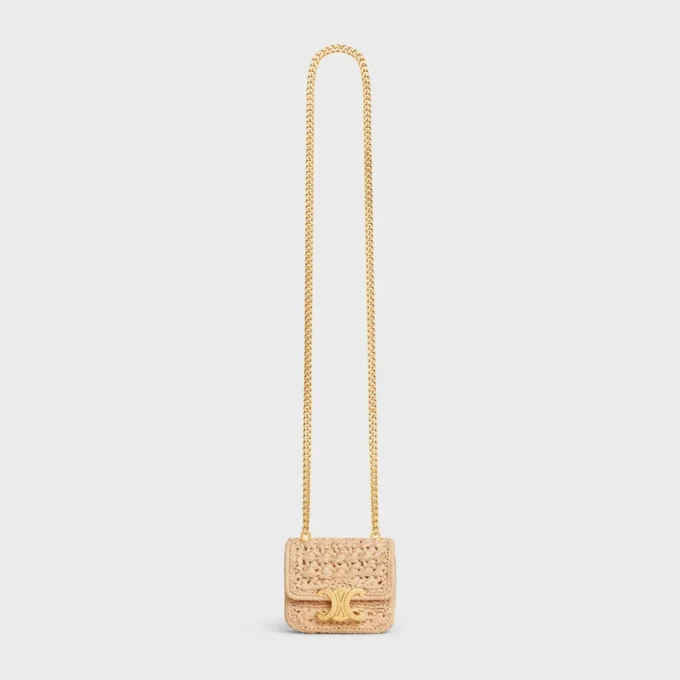 Mini Chain Claude in Raffia Effect Textile