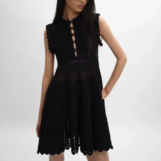 Mini Dress in Cotton Crochet Mini Dress in Cotton Crochet