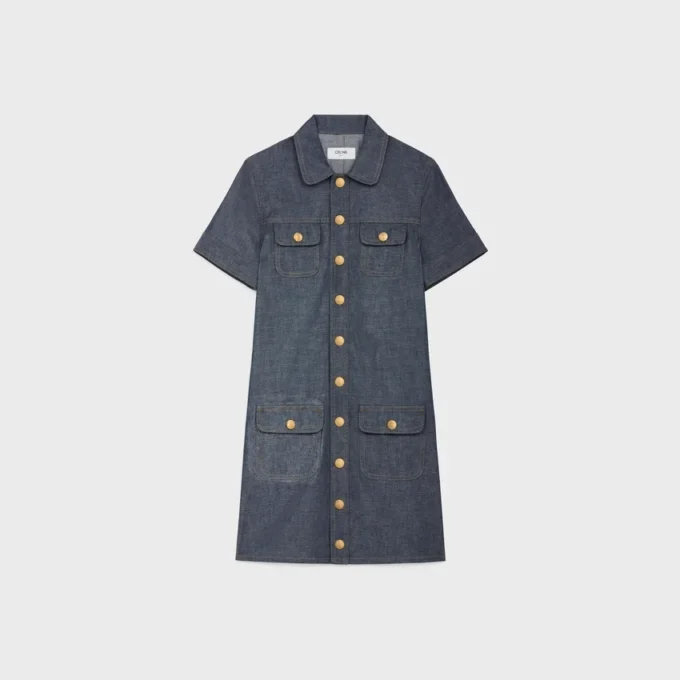 Mini Dress in Raw Wash Denim Mini Dress in Raw Wash Denim