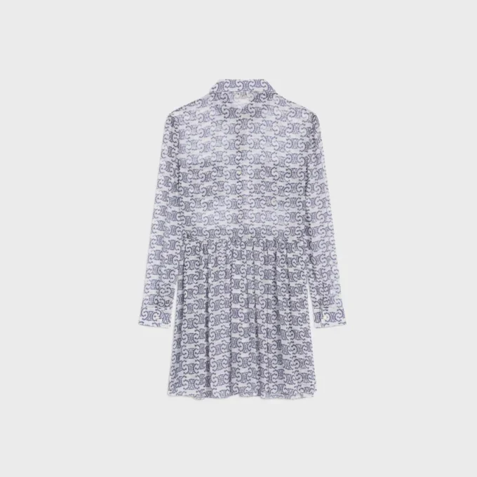 Mini Shirt Dress in Silk Crepon Mini Shirt Dress in Silk Crepon