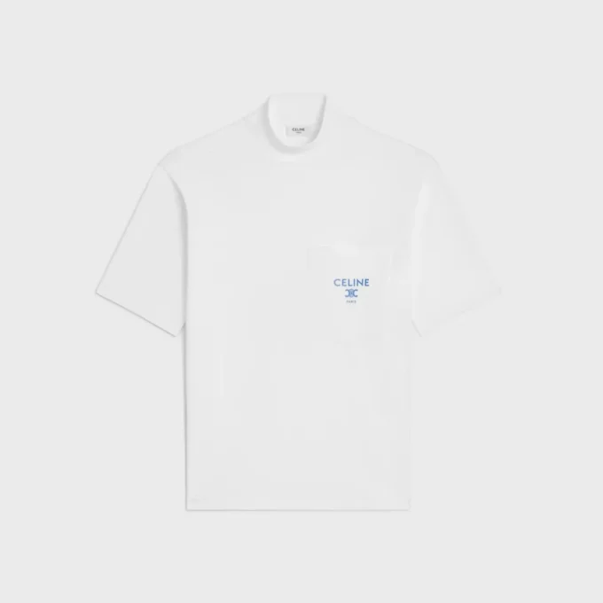 Mock Neck T-Shirt in Cotton Jersey Mock Neck T-Shirt in Cotton Jersey