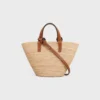 Nano Supple Celine Classic Panier in Raffia and Calfskin