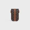 Phone Pouch with Flap in Triomphe Canvas and Calfskin