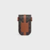Phone Pouch with Flap in Triomphe Canvas and Calfskin