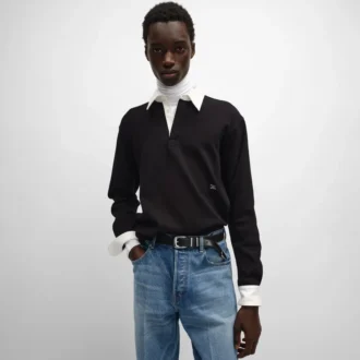 Polo Shirt in Ribbed Cotton Jersey Polo Shirt in Ribbed Cotton Jersey