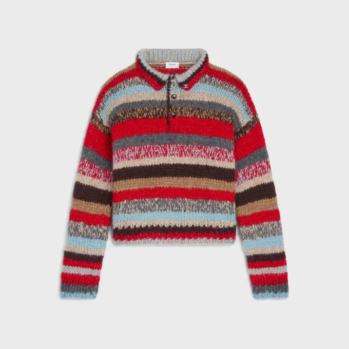 Polo Sweater in Mouline Alpaca and Wool