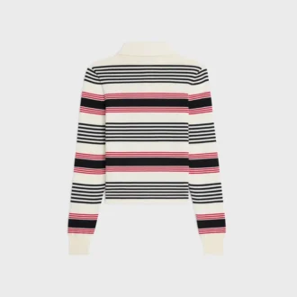 Polo Sweater in Striped Cotton