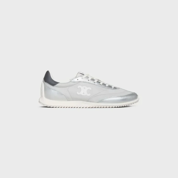 Racer Sneaker in Nylon, Laminated Calfskin and Calfskin