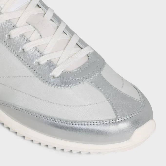 Racer Sneaker in Nylon, Laminated Calfskin and Calfskin