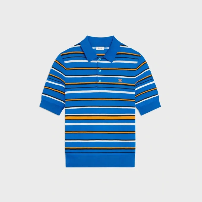 Short-Sleeved Polo Sweater in Fine Cotton