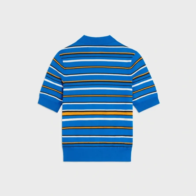 Short-Sleeved Polo Sweater in Fine Cotton