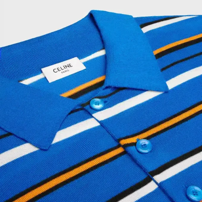 Short-Sleeved Polo Sweater in Fine Cotton