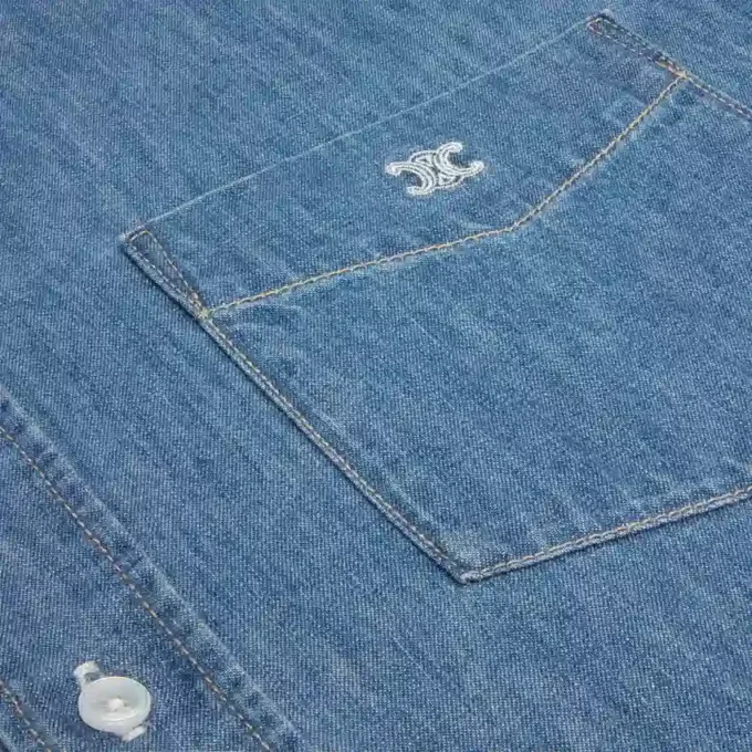 Short-Sleeved Shirt in Cotton Denim