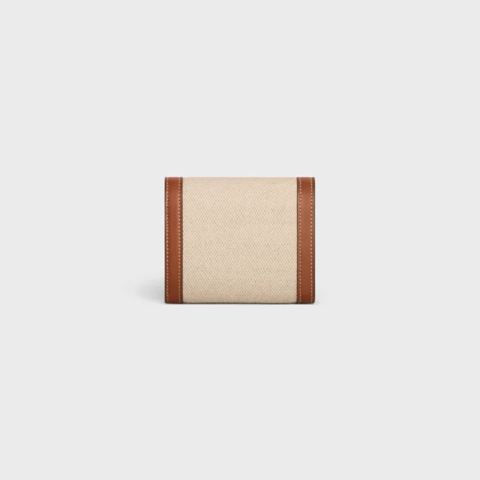 Small Flap Wallet Triomphe in Textile and Calfskin Small Flap Wallet Triomphe in Textile and Calfskin