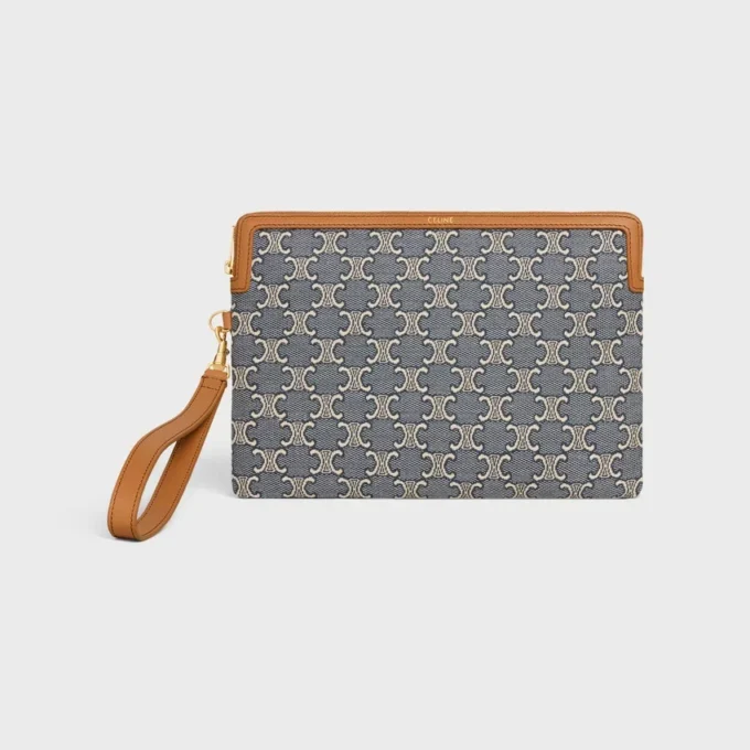 Small Pouch with Strap Cuir Triomphe in Jacqaurd Triomphe All Over Small Pouch with Strap Cuir Triomphe in Jacqaurd Triomphe All Over