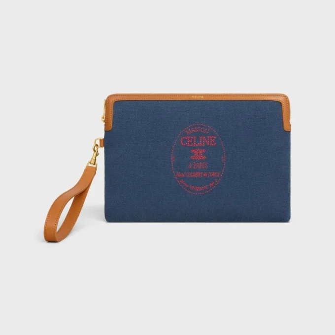 Small Pouch with Strap Cuir Triomphe in Textile with Embroidery Small Pouch with Strap Cuir Triomphe in Textile with Embroidery