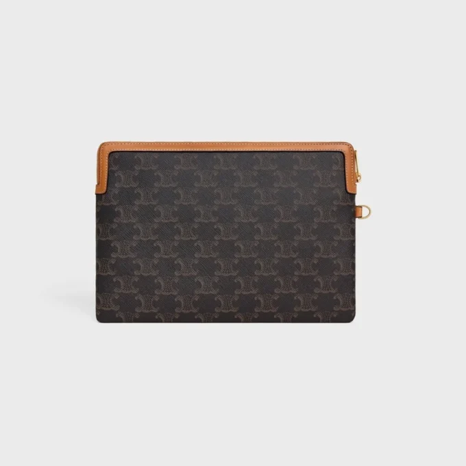 Small Pouch with Strap Cuir Triomphe in Triomphe Canvas and Calfskin