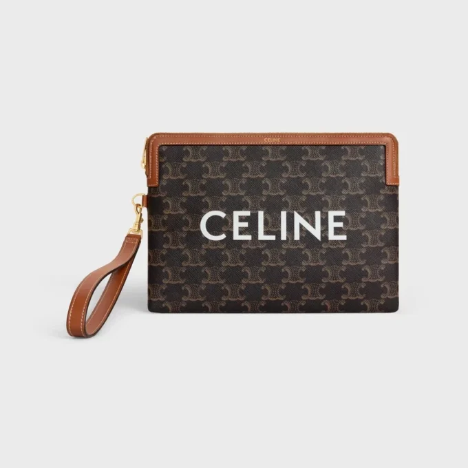 Small Pouch with Strap Cuir Triomphe in Triomphe Canvas with Celine Print Small Pouch with Strap Cuir Triomphe in Triomphe Canvas with Celine Print