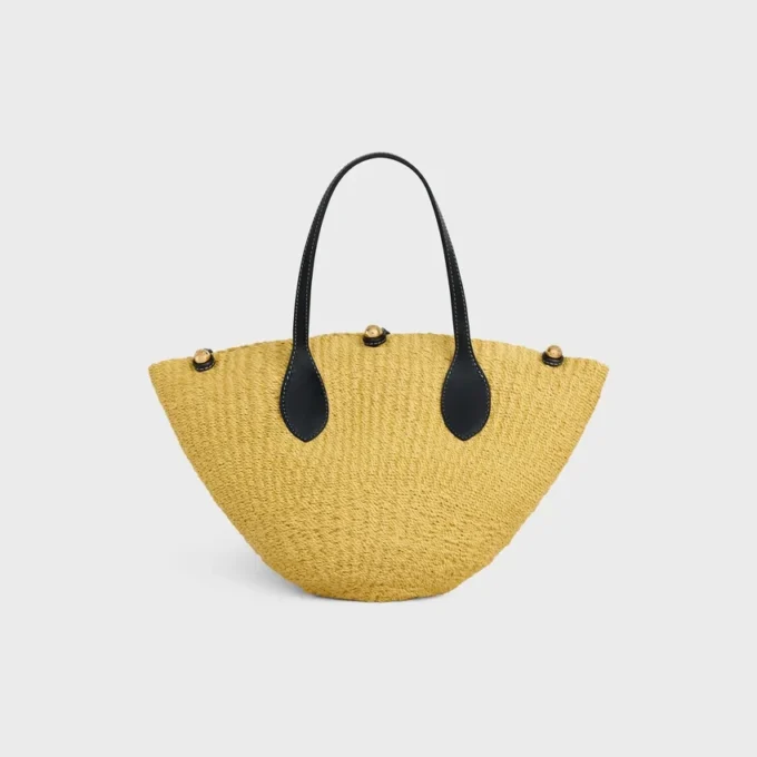 Small Triomphe Beads Basket in Sisal and Calfskin Small Triomphe Beads Basket in Sisal and Calfskin