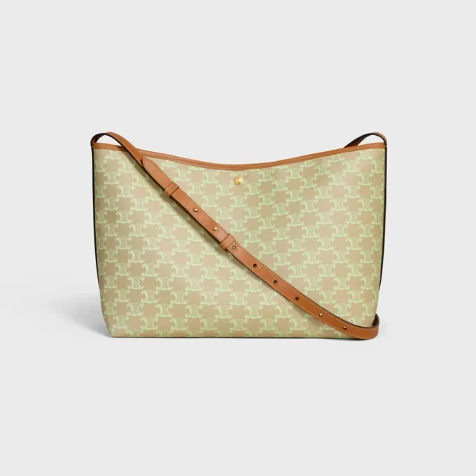 Soft Shopper Bag in Triomphe Canvas and Calfskin