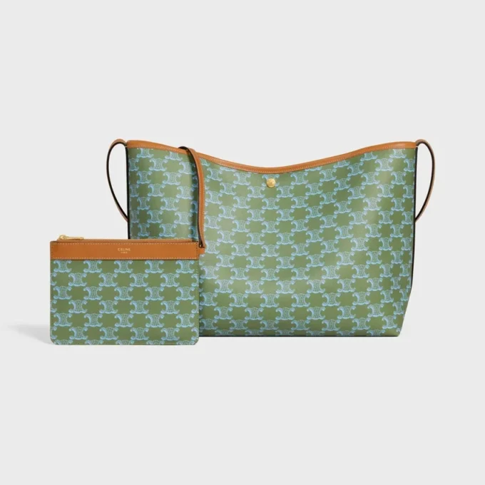 Soft Shopper Bag in Triomphe Canvas and Calfskin