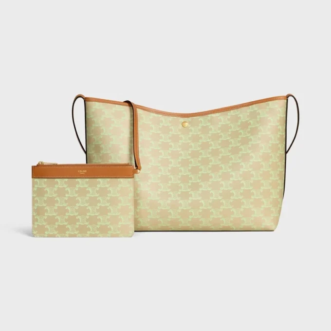 Soft Shopper Bag in Triomphe Canvas and Calfskin