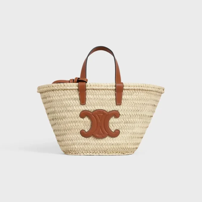 Teen Celine Classic Panier in Palm Leaves and Calfskin