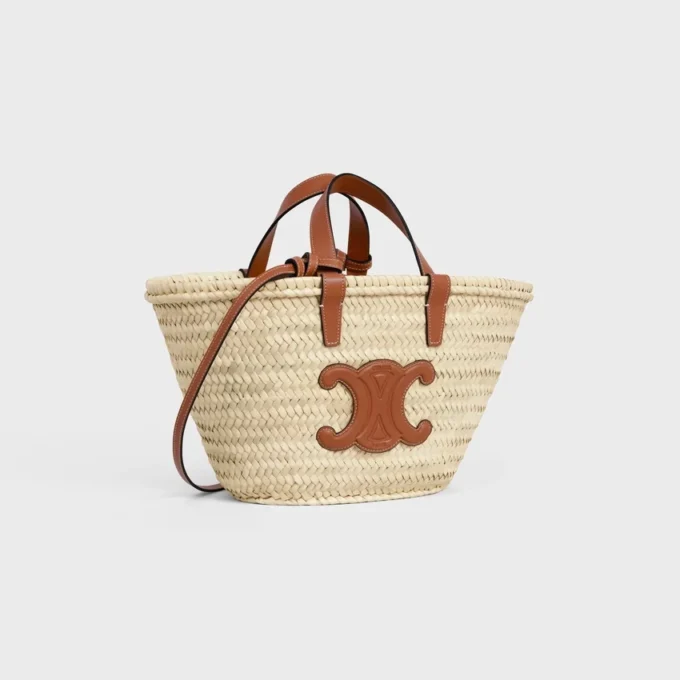 Teen Celine Classic Panier in Palm Leaves and Calfskin