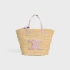 Teen Supple Celine Classic Panier in Raffia and Calfskin