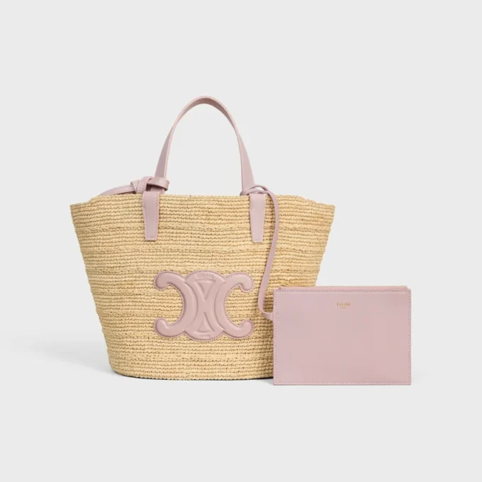 Teen Supple Celine Classic Panier in Raffia and Calfskin