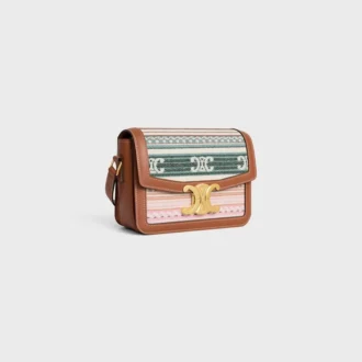 Teen Triomphe Bag in Striped Textile and Calfskin