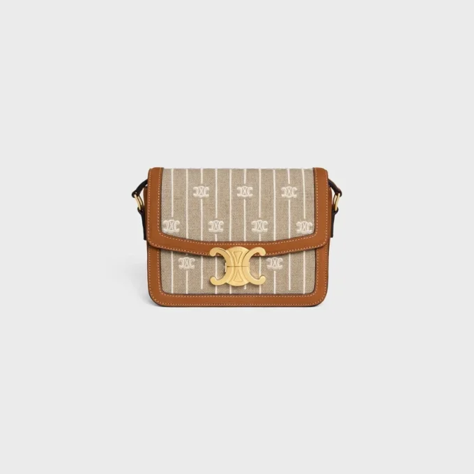 Teen Triomphe Bag in Textile with Triomphe All over and Calfskin Teen Triomphe Bag in Textile with Triomphe All over and Calfskin