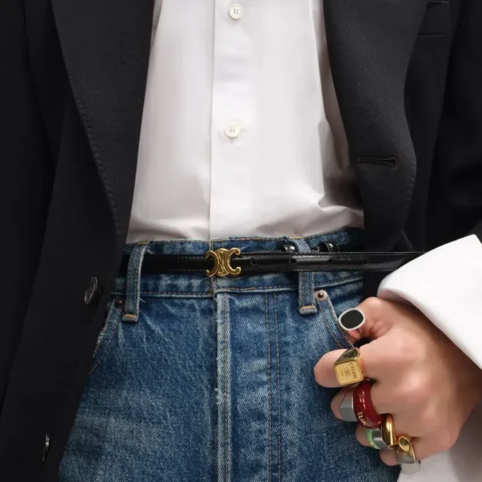 Triomphe Belt 13Mm in Taurillon Leather Triomphe Belt 13Mm in Taurillon Leather