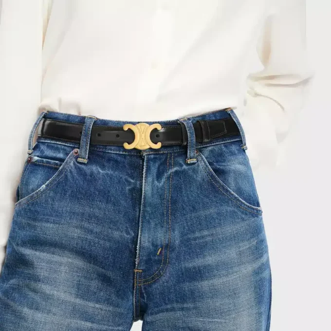 Triomphe Belt 25Mm in Taurillon Leather Triomphe Belt 25Mm in Taurillon Leather