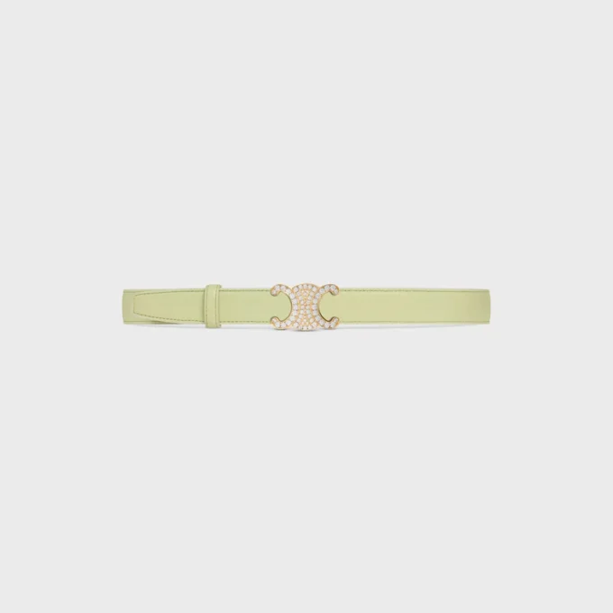 Triomphe Buckle in Brass with Strass & Reversible Strap 25Mm in Smooth and Grained Calfskin