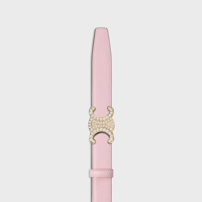 Triomphe Buckle in Brass with Strass & Reversible Strap 25Mm in Taurillon