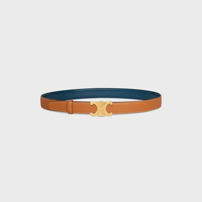 Triomphe Buckle in Metal & Reversible Strap 25Mm in Taurillon and Natural Calfskin Triomphe Buckle in Metal & Reversible Strap 25Mm in Taurillon and Natural Calfskin