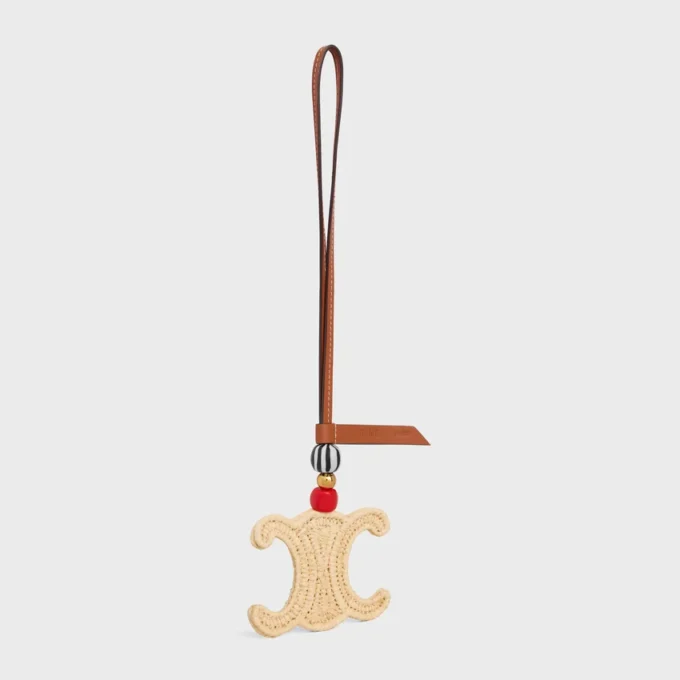 Triomphe Charm in Raffia and Natural Calfskin Triomphe Charm in Raffia and Natural Calfskin