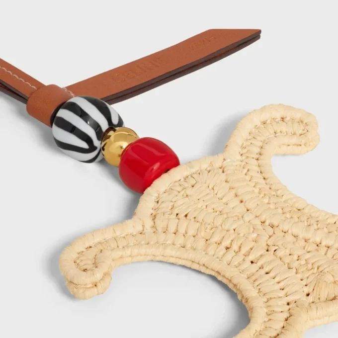 Triomphe Charm in Raffia and Natural Calfskin Triomphe Charm in Raffia and Natural Calfskin