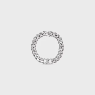 Triomphe Gourmette Bracelet in Brass with Rhodium Finish Triomphe Gourmette Bracelet in Brass with Rhodium Finish