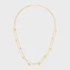 Triomphe Pearl Double Necklace in Brass with Gold Finish and Resin Pearls Triomphe Pearl Double Necklace in Brass with Gold Finish and Resin Pearls